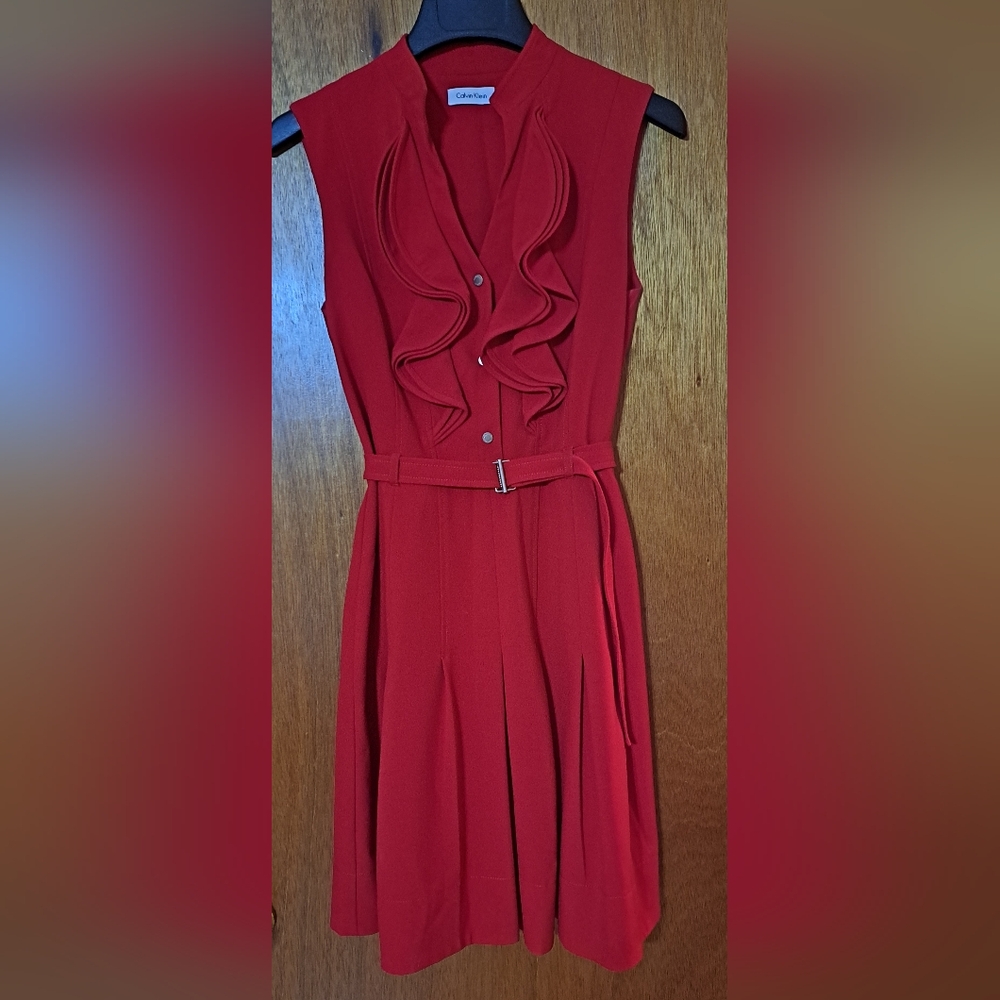 Calvin Klein Red Dress With Flirty Flare